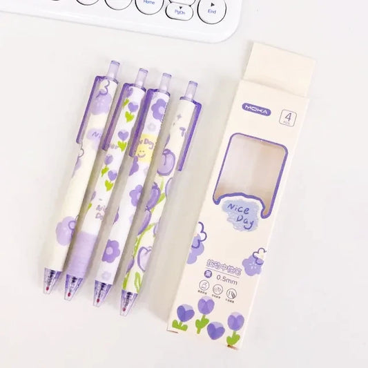 Lavender Flowers 4pc Set of Gel Pens Default Title