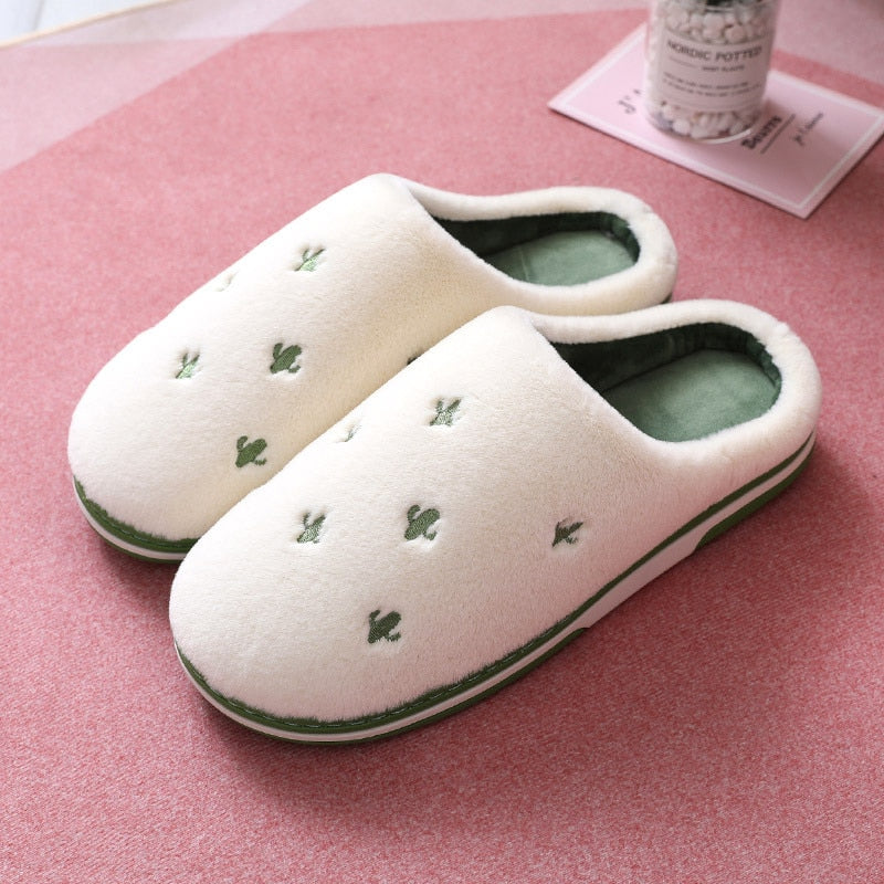 Embroidered Fruit Plush Indoor House Slippers