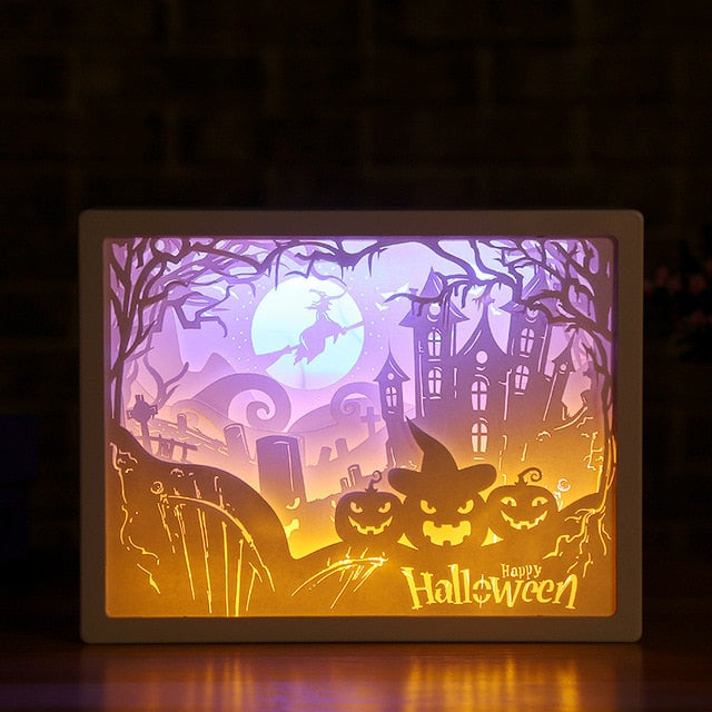 Paper Carving LED Night Lights Halloween Pumpkin