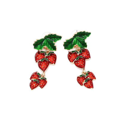 Enamel Strawberry Drop Earrings
