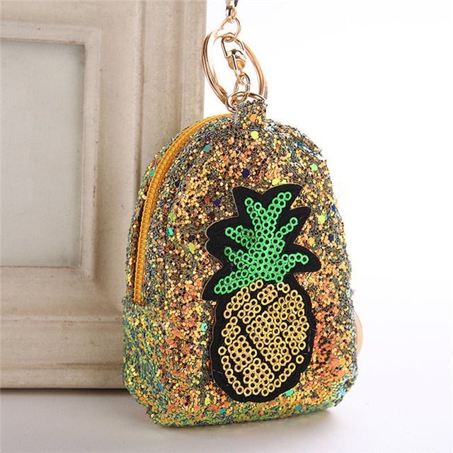 Mini Pineapple Backpack Keychain Gold