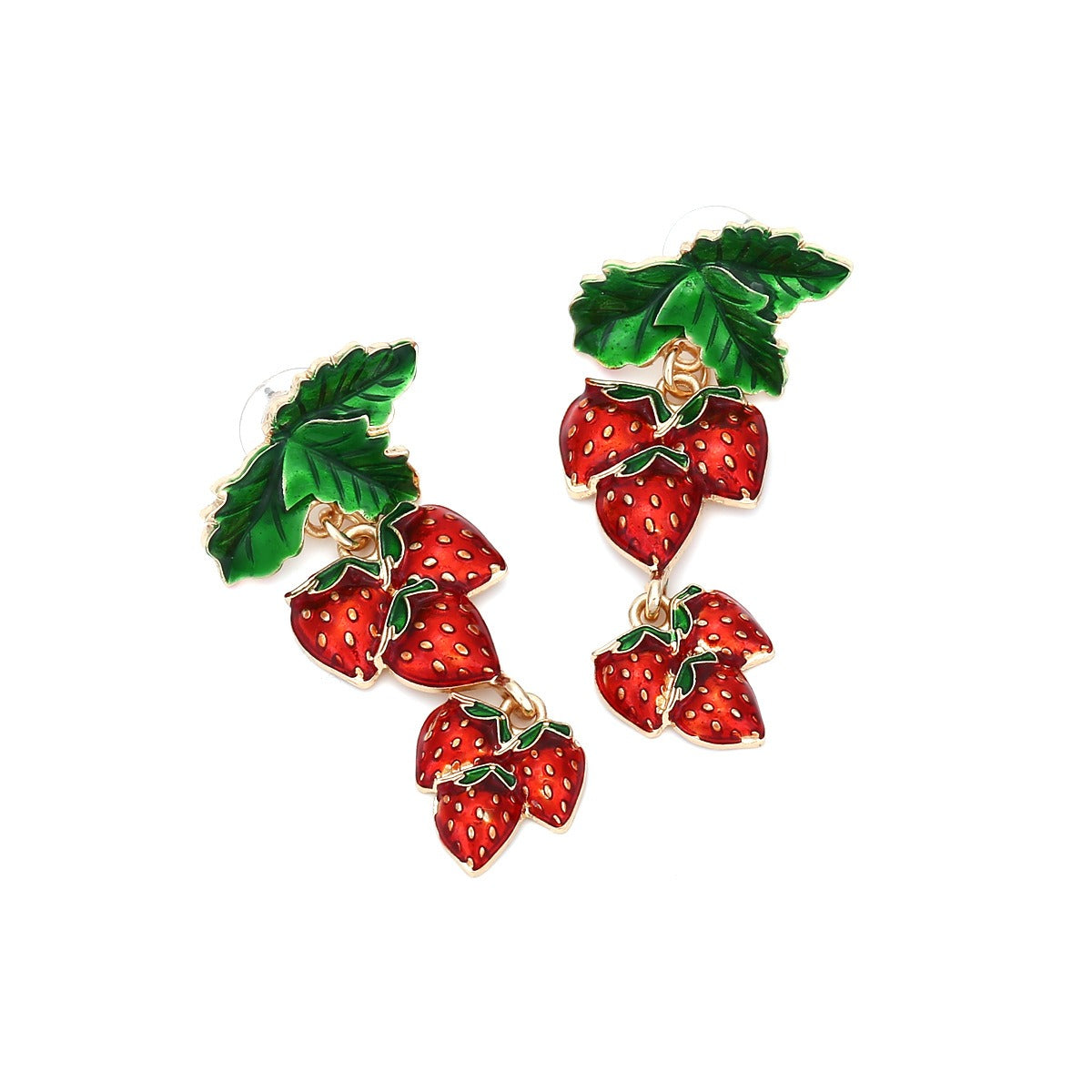 Enamel Strawberry Drop Earrings