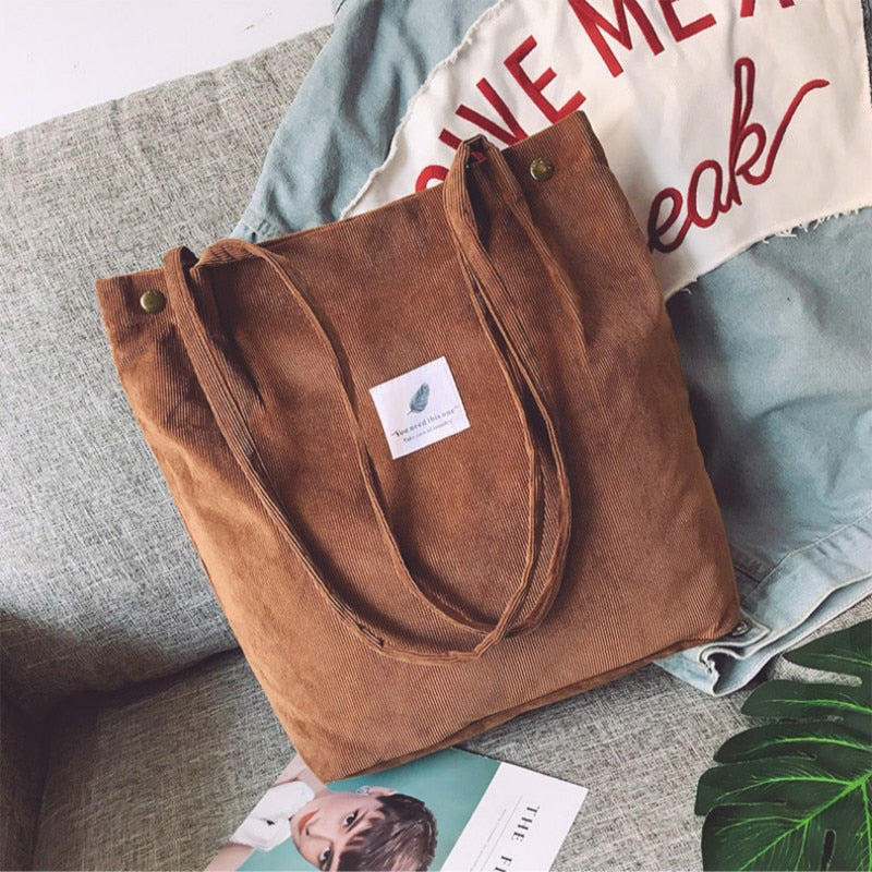 Large Capacity Corduroy Tote Bag