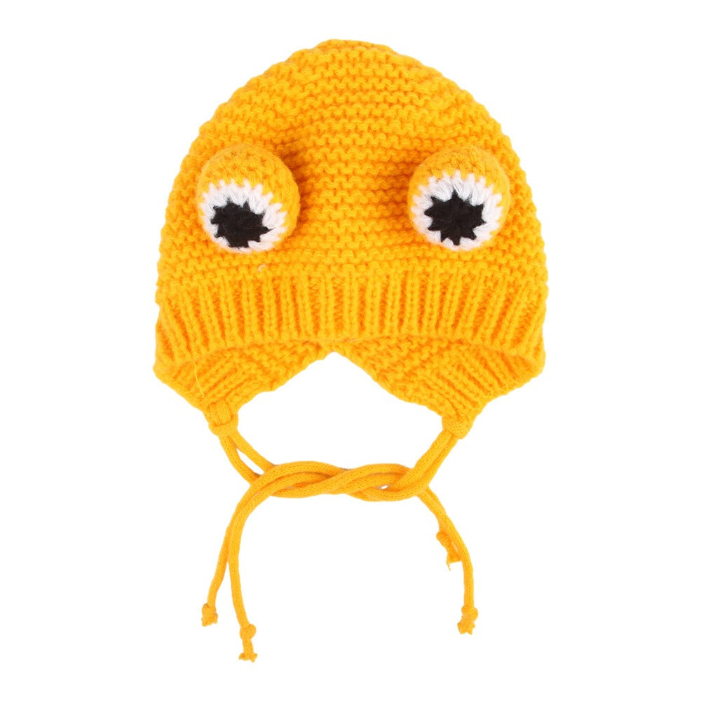 Knit Frog Pet Hat Yellow One Size