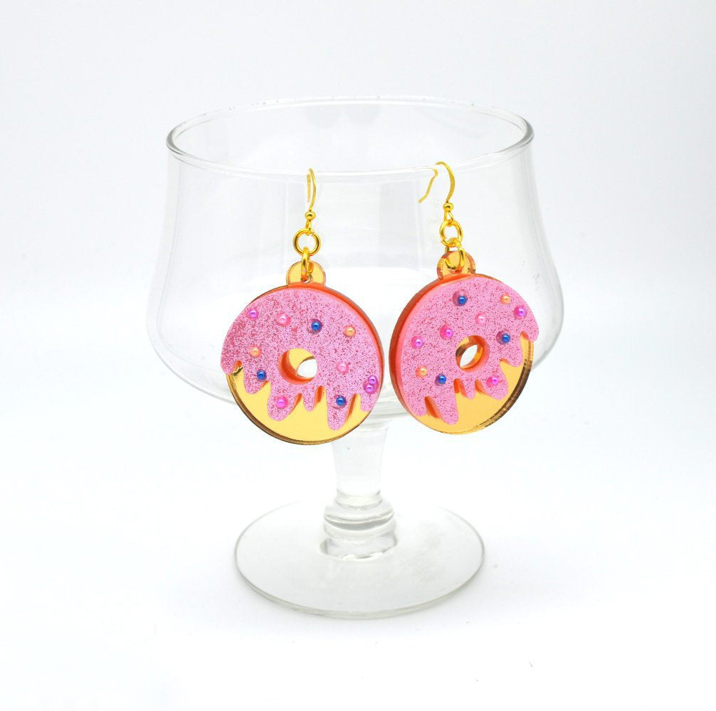 Pink Sprinkle Donut Acrylic Earrings