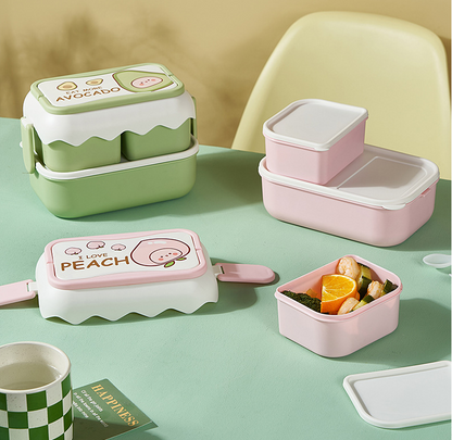 Cute Pastel Double-layer Bento Lunch Box