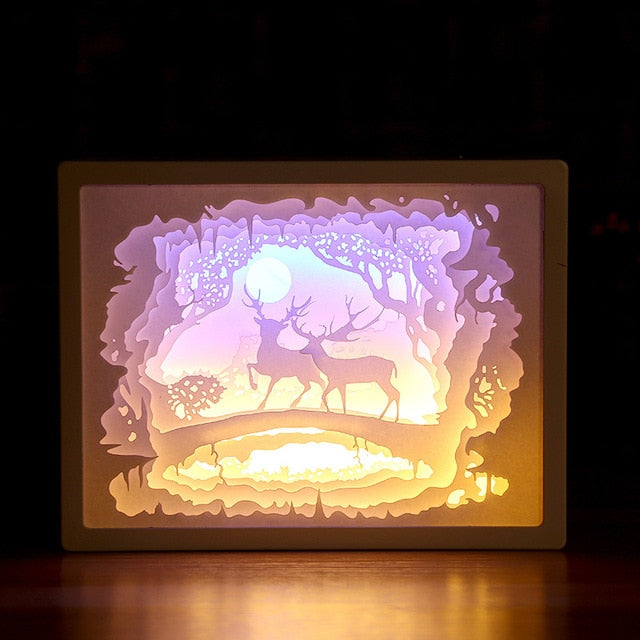 Paper Carving LED Night Lights Deer