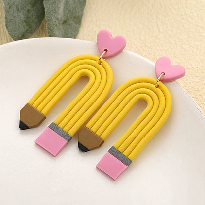 Handmade Polymer Clay Pencil Earrings