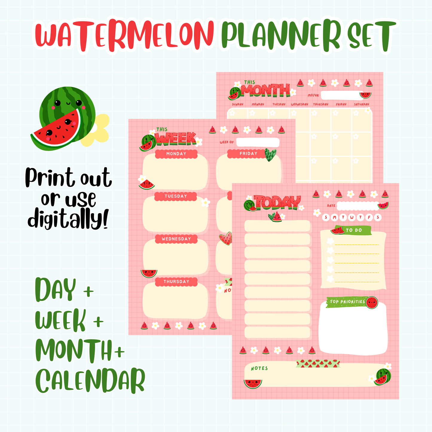 Watermelon Printable Planner Set