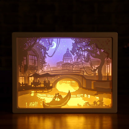 Paper Carving LED Night Lights Boat