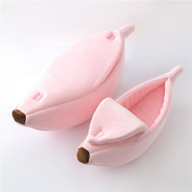 Banana Shaped Cozy Bed for Small Pets Pink