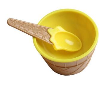 Ice Cream Cone Shaped Ice Cream Bowls Yellow