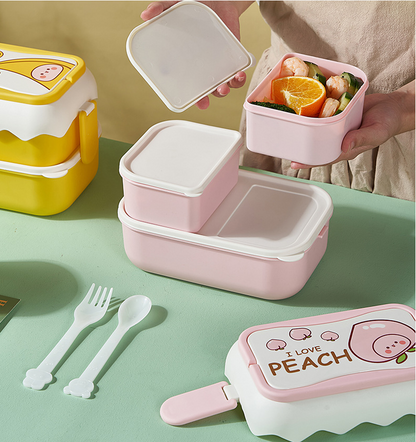 Cute Pastel Double-layer Bento Lunch Box