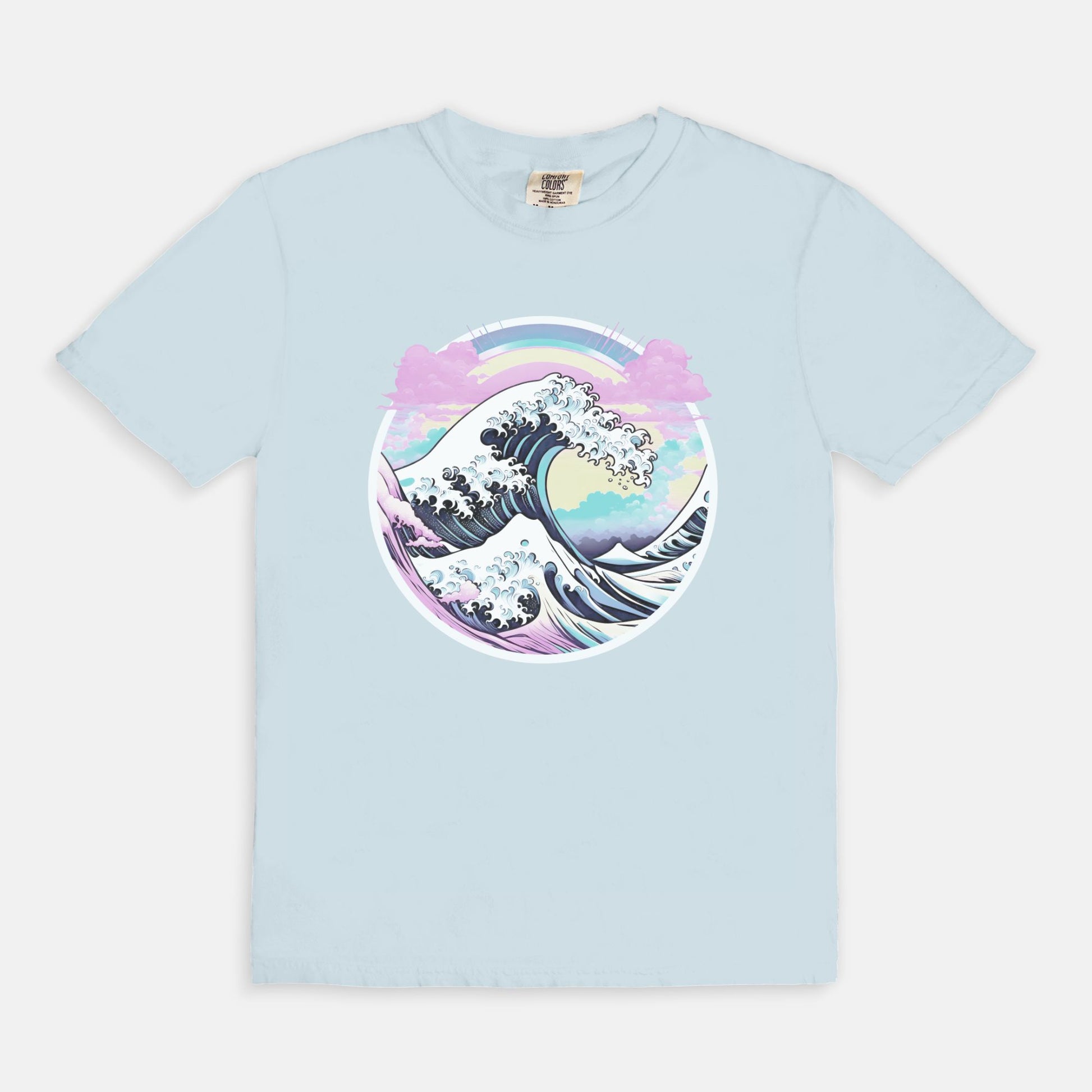 Pastel Great Wave Comfort Colors Tee Chambray