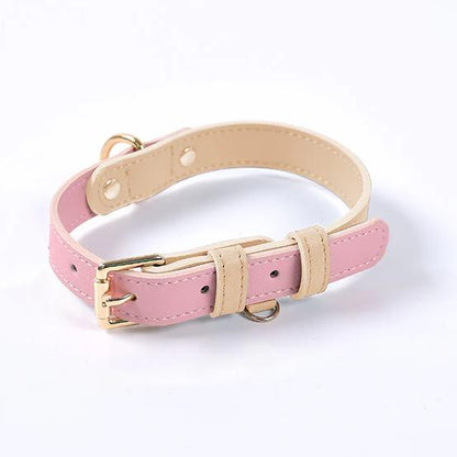 Beautiful Pastel Vegan Leather Dog Collar Collar: Pink