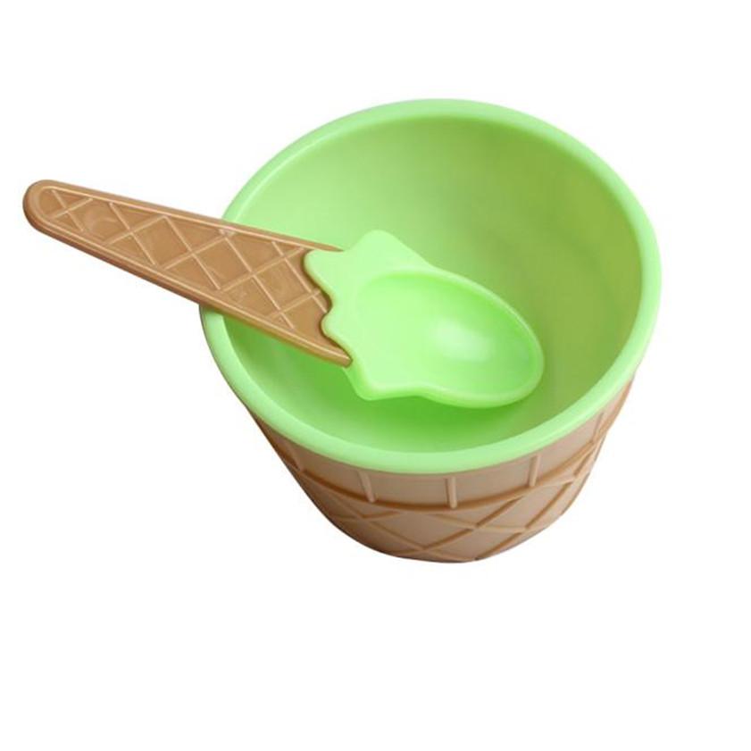 Ice Cream Cone Shaped Ice Cream Bowls Green