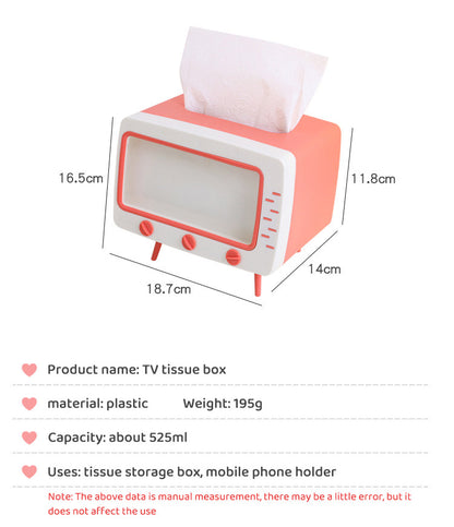 Kawaii Mini TV Shaped Tissue Box Phone Holder