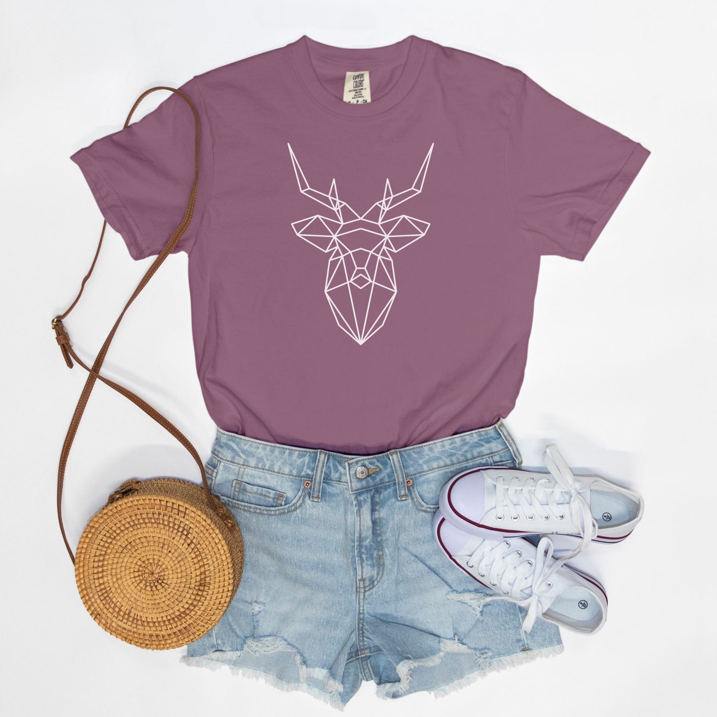 Geometric Deer Comfort Colors Tee