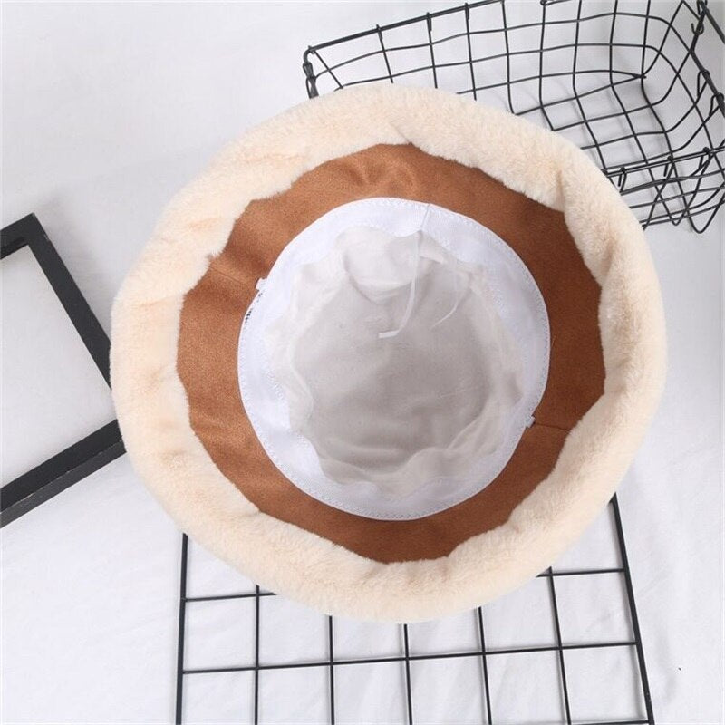 Corduroy Fur Rimmed Bucket Hat