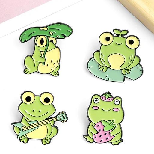 Cute Frogs 4pc Enamel Pin Set