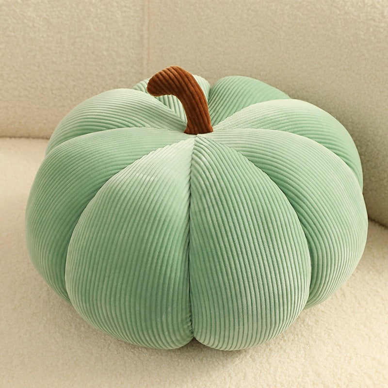 Plush Pumpkin Throw Pillow Green-Striped elastic velv