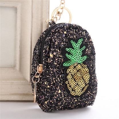 Mini Pineapple Backpack Keychain Black