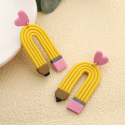 Handmade Polymer Clay Pencil Earrings