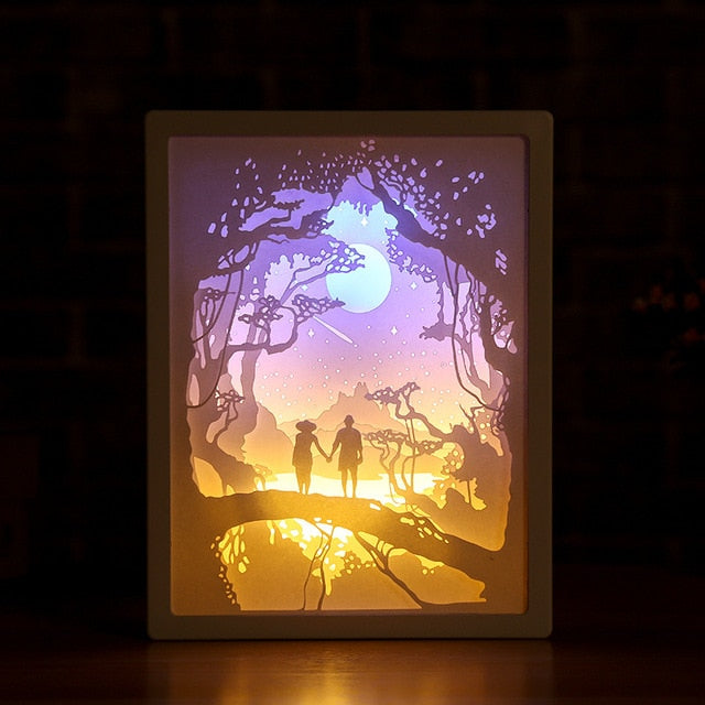 Paper Carving LED Night Lights Romantic Lover