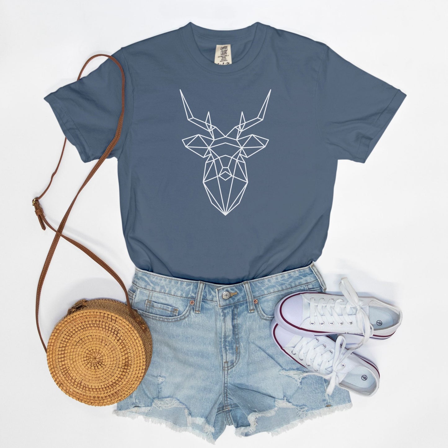 Geometric Deer Comfort Colors Tee