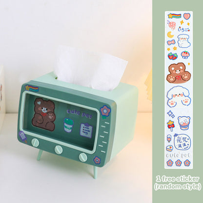 Kawaii Mini TV Shaped Tissue Box Phone Holder