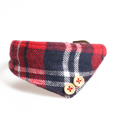 Couture Red Tartan Dog Collar, Bowtie, & Scarf Red Scarf