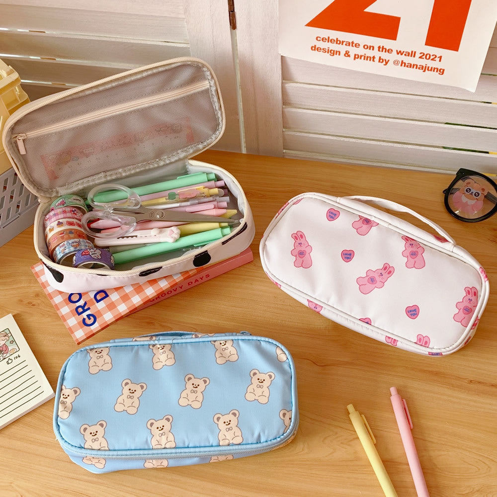 Cute Animal Print Canvas Pencil Case