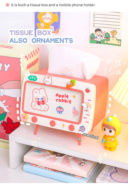 Kawaii Mini TV Shaped Tissue Box Phone Holder