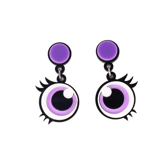 Purple Eyes Acrylic Earrings