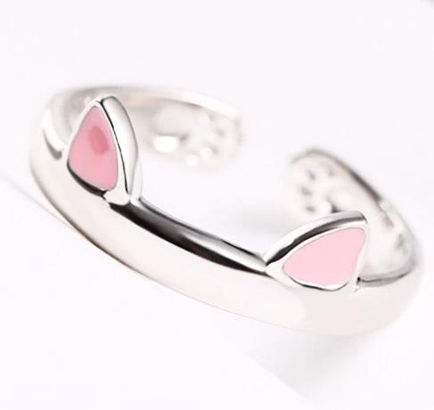 Cat Ears Adjustable Ring pink