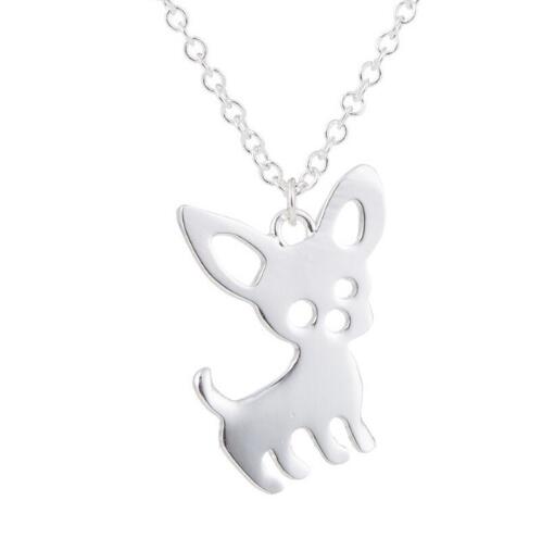 Chihuahua Silhouette Pendant Necklace silver