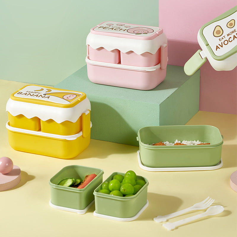 Cute Pastel Double-layer Bento Lunch Box