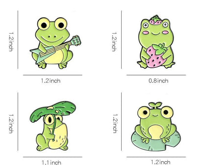 Cute Frogs 4pc Enamel Pin Set