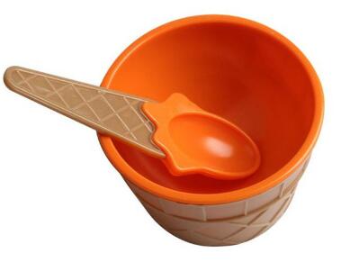 Ice Cream Cone Shaped Ice Cream Bowls Orange