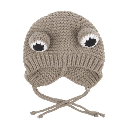Knit Frog Pet Hat brown gray One Size