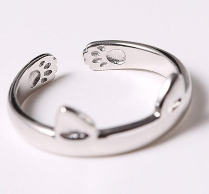 Cat Ears Adjustable Ring silver