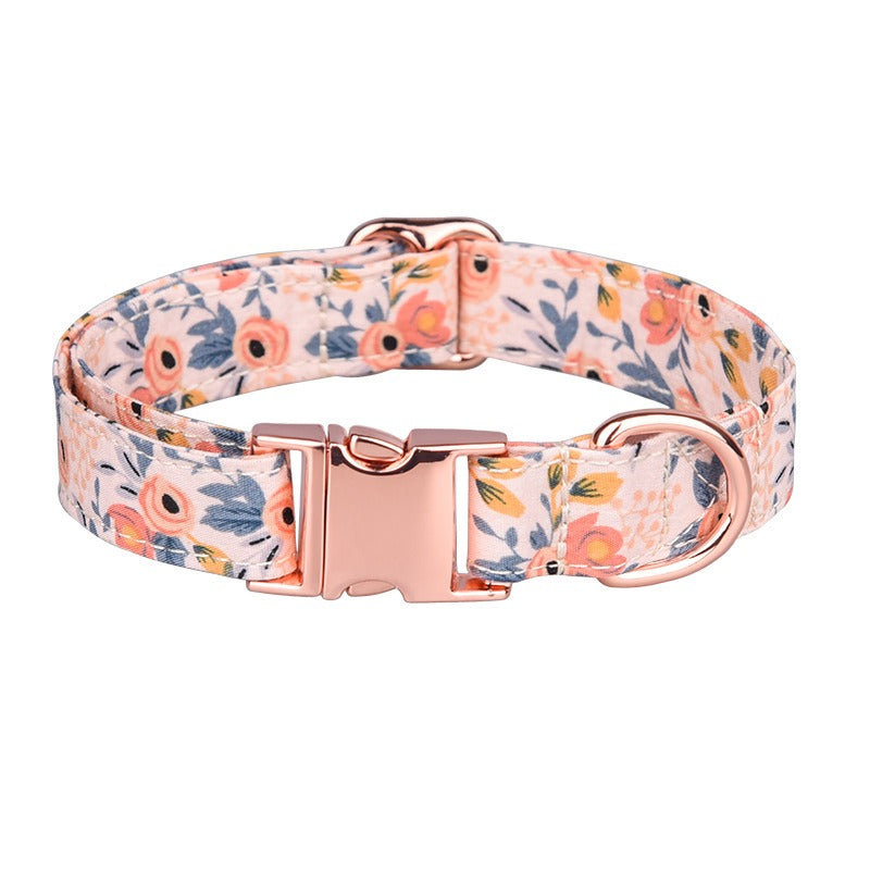 Peachy Floral Pet Collar Bowtie Leash Set Collar