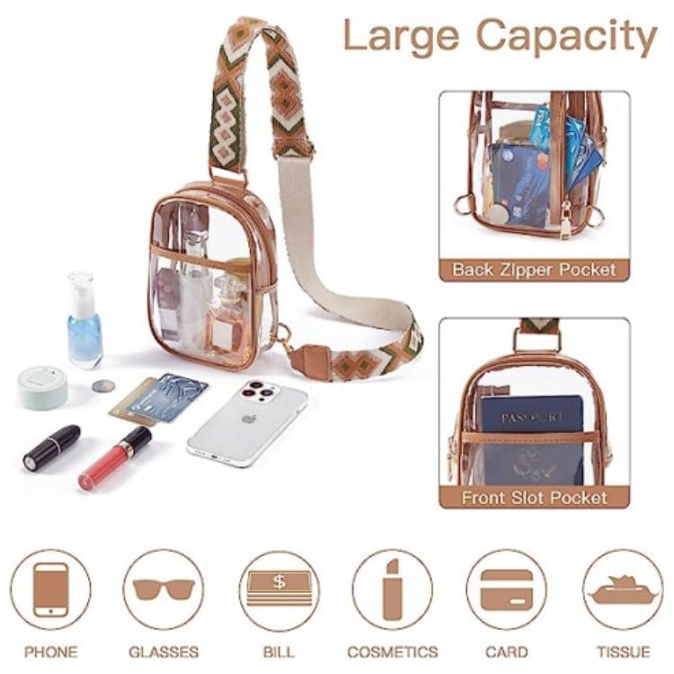 Clear Handbag with Woven Strap