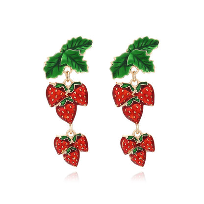 Enamel Strawberry Drop Earrings Default Title