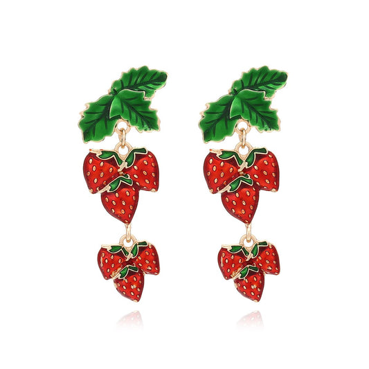 Enamel Strawberry Drop Earrings Default Title