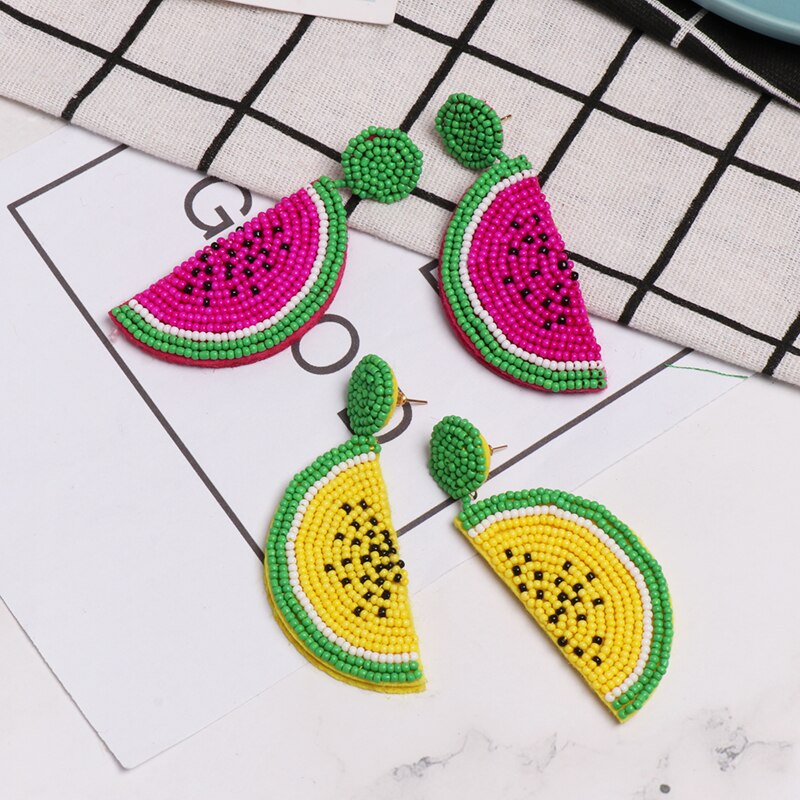 Handmade Beaded Fruit Dangle Earrings