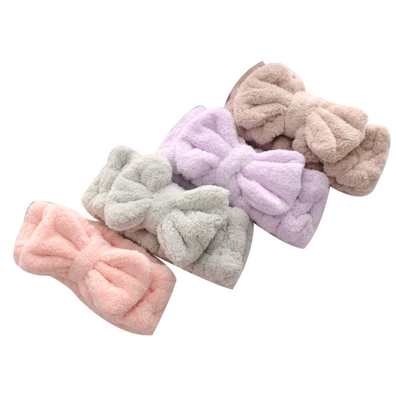 Plush Bow Makeup and Face Wash Headbands