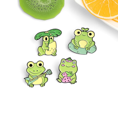 Cute Frogs 4pc Enamel Pin Set