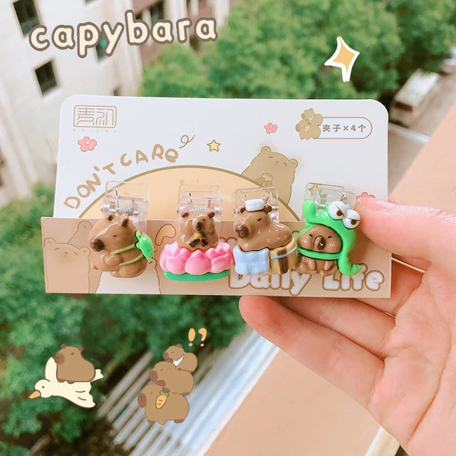 Cute Capybaras Acrylic Stationery Clip Set