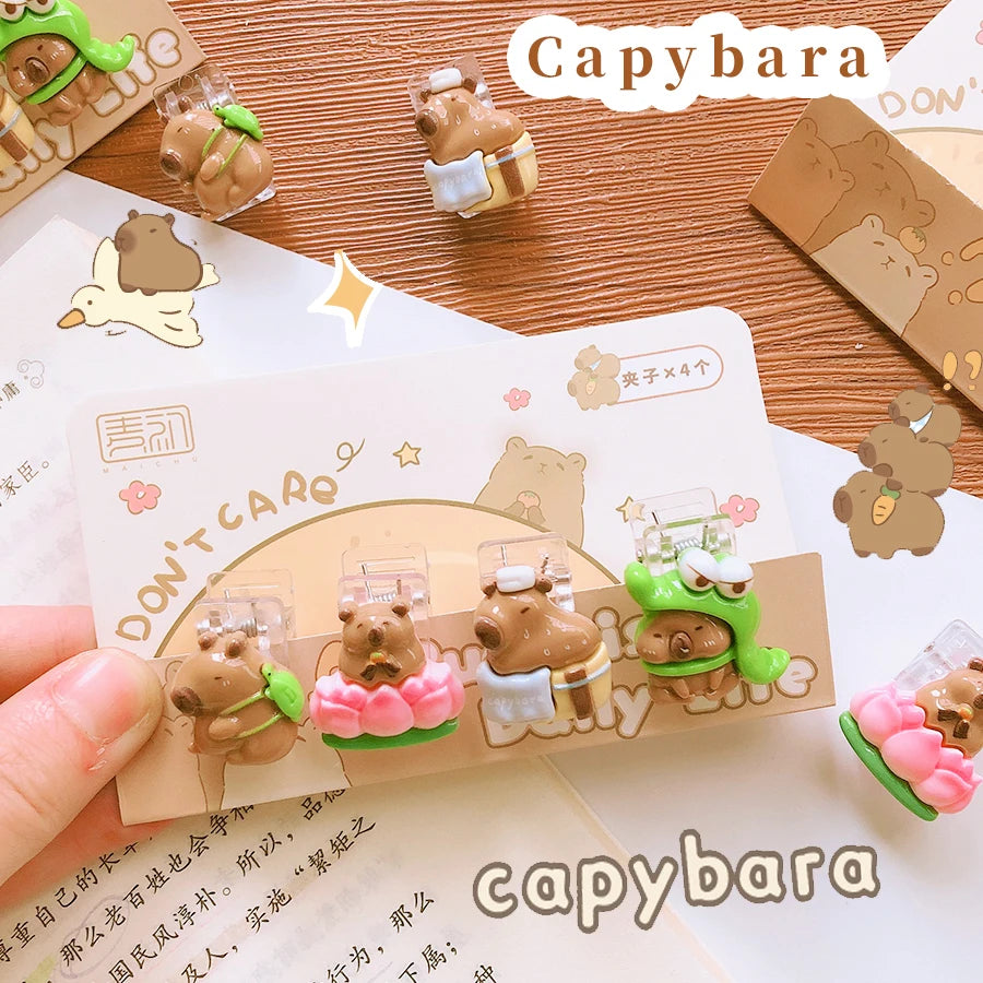 Cute Capybaras Acrylic Stationery Clip Set